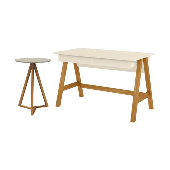 Jogo de Escrivaninha com Mesa Lateral Spezia Off White Nature Menor preço em Jogo de Escrivaninha com Mesa Lateral Spezia Off White Nature
