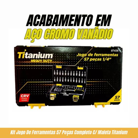 Imagem de Jogo de Ferramentas com 57 Peças 1/4 Cromo Titanium