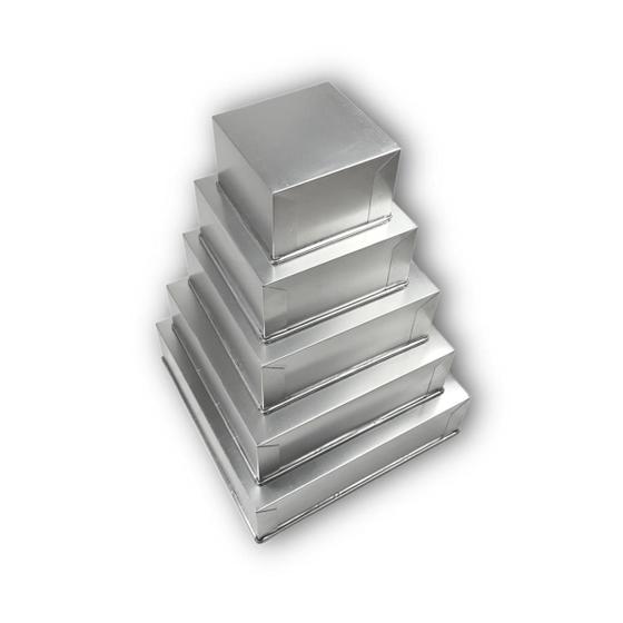 Imagem de Jogo de formas quadradas para bolo alta 5 peças alumínio