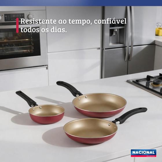 Jogo De Frigideiras Francesas 3 Peças 14 18 24cm Cereja Nacional - Alumínio Nacional