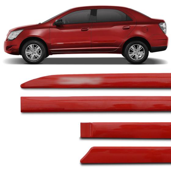 Jogo de Friso Lateral Cobalt 2011 a 2020 Vermelho Pepper Facão com Grafia Tipo Borrachão Menor preço em Jogo de Friso Lateral Cobalt 2011 a 2020 Vermelho Pepper Facão com Grafia Tipo Borrachão