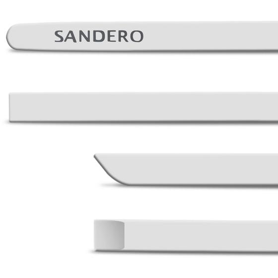 Imagem de Jogo De Friso Lateral Sandero 2015 A 2019 Branco Glacier Cor Original Grafia Dupla Face