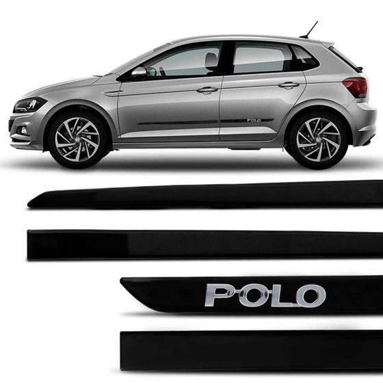 Imagem de Jogo De Friso Lateral Slim Polo Hatch Sedan 02 a 15 Novo Polo 18 a 20 Black Piano Grafia Original