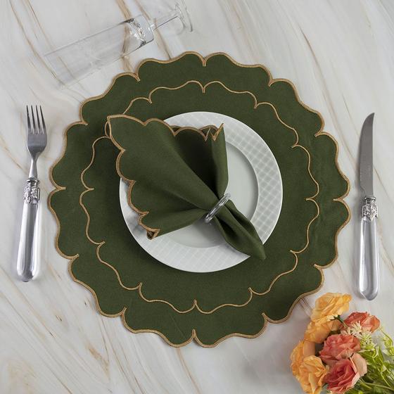 Imagem de Jogo De Guardanapos Sousplat Americano 12 Peças Bordado Decorativo - Florata Premium