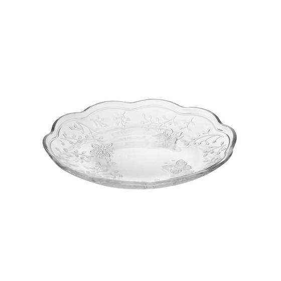 Prato de sobremesa ou raso individual da linha New Butterfly com relevo de borboletas