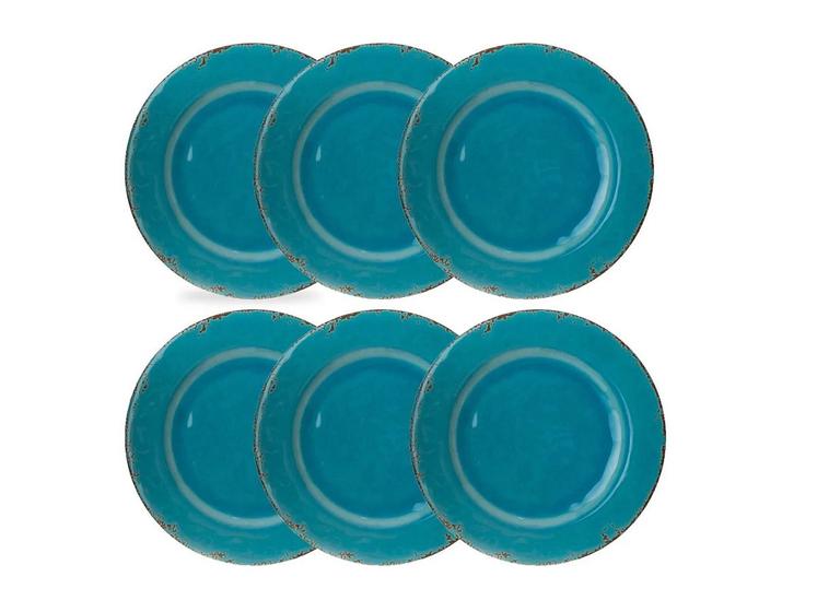 Imagem de Jogo de Jantar 6 Pratos Rasos 27cm Azul Turquesa em Louça Melamina - Prattos