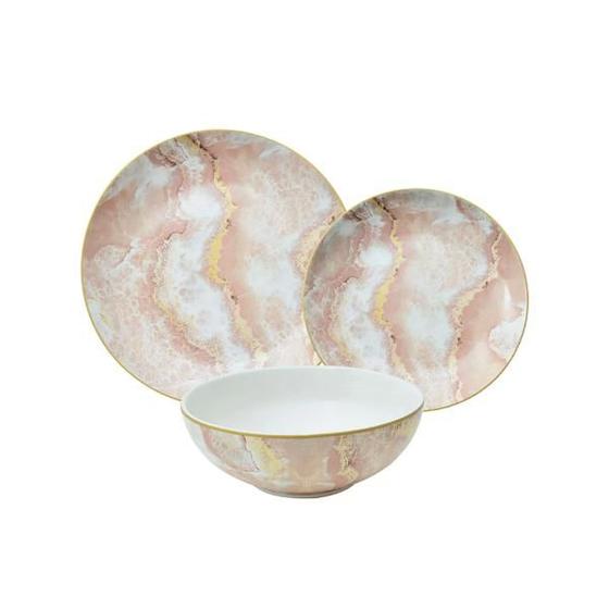 Imagem de Jogo de jantar em cerâmica L'Hermitage Nero 18 peças rosa