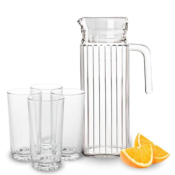 Jogo De Jarra 1L Com 6 Copos 240ml Em Vidro Para Água Suco – BST