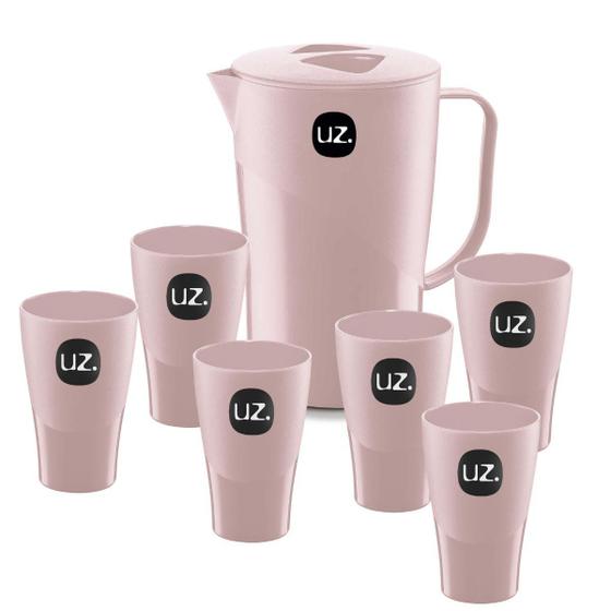 Imagem de Jogo De Jarra 2 Lts Com 6 Copos Para Suco Agua Plástico Uz Várias Cores