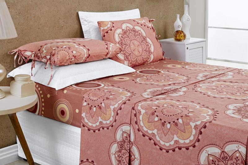Imagem de Jogo de lençóis padrão lençol de casal micropercal 200 fios lençol estampado kit cama padrão 04 peças