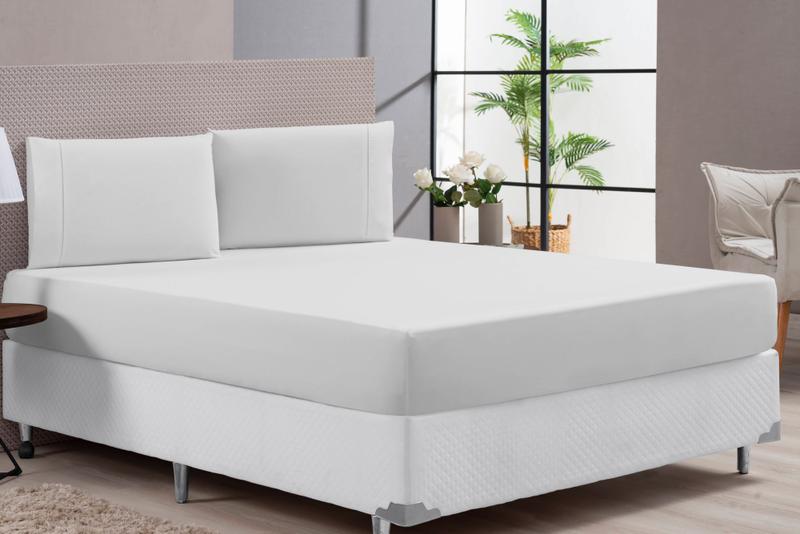 Imagem de Jogo De Lençol Cama Casal Padrão 400 Fios Ponto Palito 100% Poliéster 3 Peças