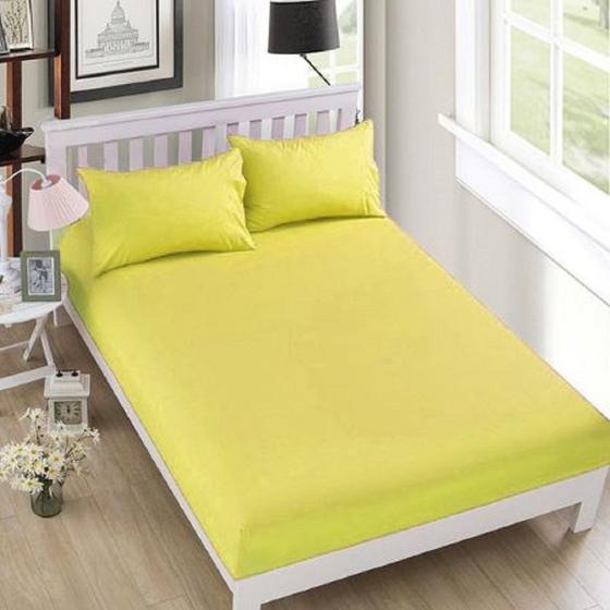 Imagem de Jogo de Lençol Cama Casal Queen 3 Peças Liso AMARELO