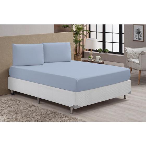 Imagem de Jogo de Lençol Cama King 3 Peças Liso 1,93m x 2,03m x 30cm - DIVERSAS CORES