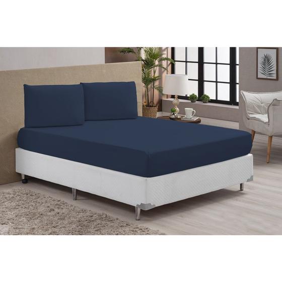 Imagem de Jogo de Lençol Cama Queen Box 3 Peças Liso 1,98m x 1,58m x 30cm - Diversas Cores