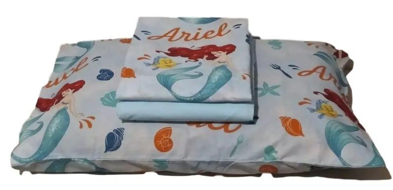 Imagem de Jogo De Lençol Cama Solteiro Infantil 100% Algodão Disney Ariel 3 pecas