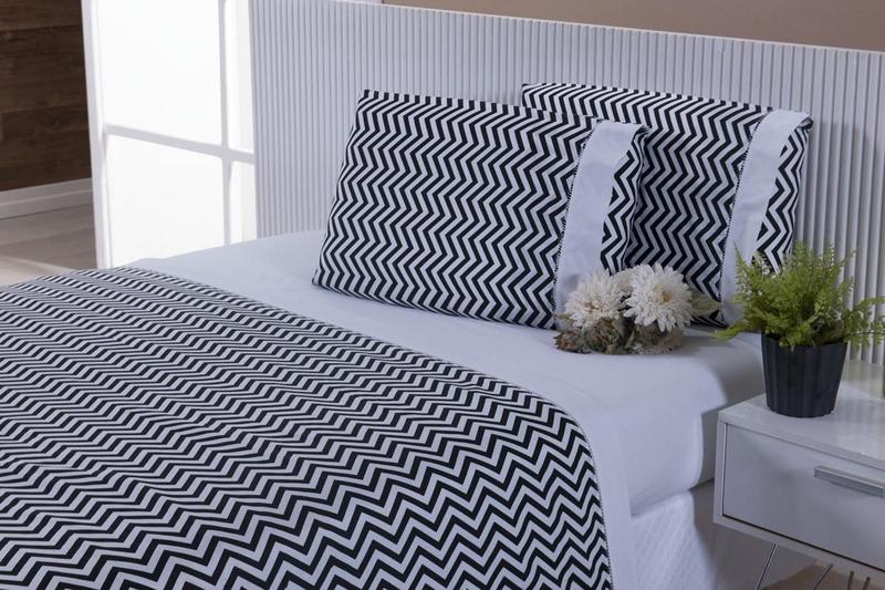 Imagem de Jogo De Lençol Cama Viúva 100% Algodão 4 Peças Chevron