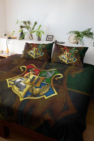 Imagem de Jogo De Lençol Casal 3 Pçs Harry Potter Hogwarts Gryffindor