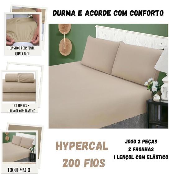 Imagem de Jogo De Lençol  CASAL 3 Peças 200 Fios Hypercal Premium Com Elástico Hotel
