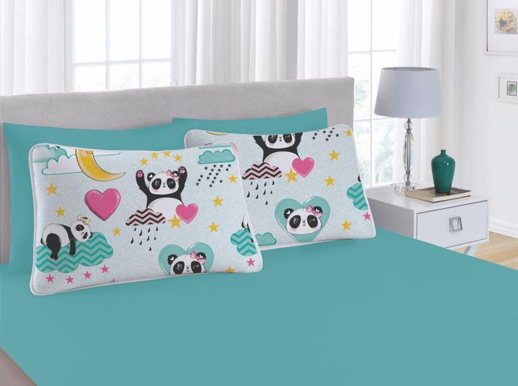 Imagem de Jogo De Lençol Casal Padrão Estampado Kids 3pç Malha Com Elástico - 100% Algodão