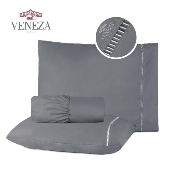 Jogo de Lençol Casal Queen 3 Peças MicroPercal 400 Fios Ponto Palito - Veneza Enxovais Imagem de Jogo de Lençol Casal Queen 3 Peças MicroPercal 400 Fios Ponto Palito