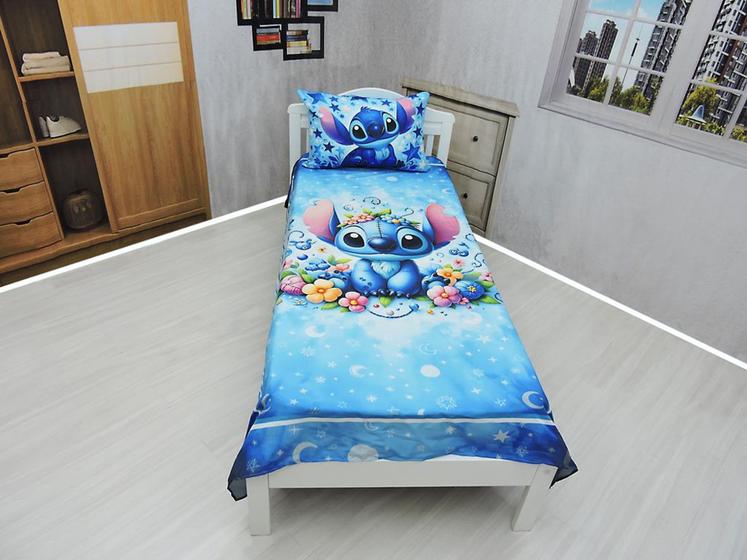 Imagem de Jogo De Lençol Cobre Leito Fronha Stitch Infantil Decorativo