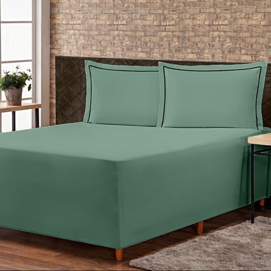 Jogo de Lençol Conjugado CASAL para Cama Box Versatile com Fronhas 3 Peças Capa Luva Percal 300 Fios