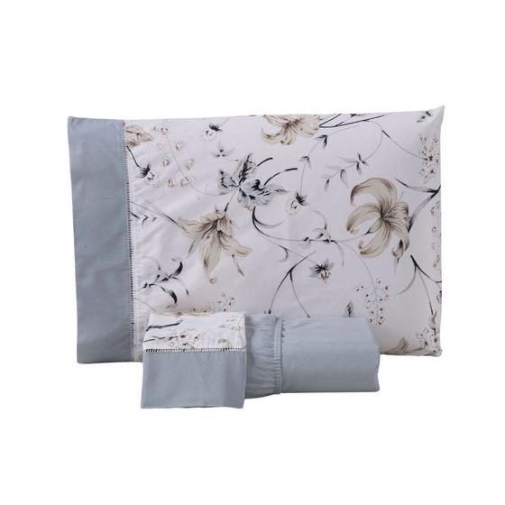 Imagem de Jogo de Lençol Encantare Ponto Palito Estampado Completo 4 Peças Queen 80% Algodão / 20% Poliéster Percal 180 Fios  - Ci 