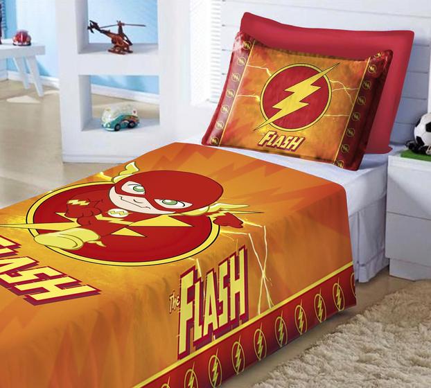 Jogo De Lençol + Fronha Quarto Infantil Flash Menor preço em Jogo De Lençol + Fronha Quarto Infantil Flash