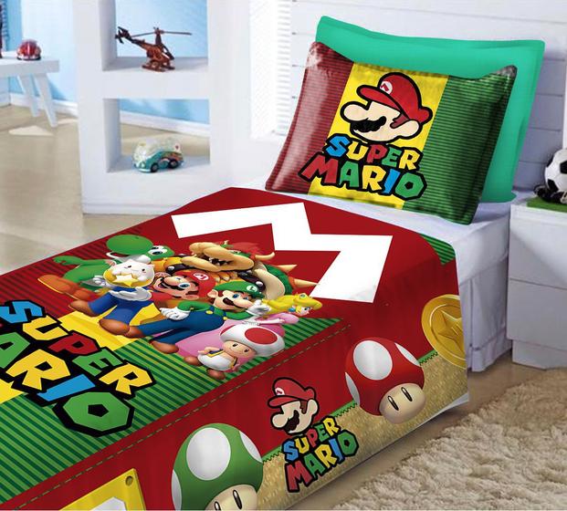 Imagem de Jogo De Lençol + Fronha Quarto Infantil Super Mario