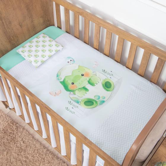 Imagem de Jogo De Lençol Para Berço Kit 03 Peças Para Quarto de Menino Estampas Fofas Anti Alérgico
