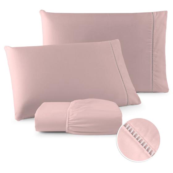 Imagem de Jogo de lençol para cama king size 3 peças 100%algodão/percal 200 fios varias cores