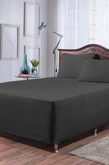 Jogo De Lençol Queen Cama Box 100% Algodão 3 Peças Preto Menor preço em Jogo De Lençol Queen Cama Box 100% Algodão 3 Peças Preto