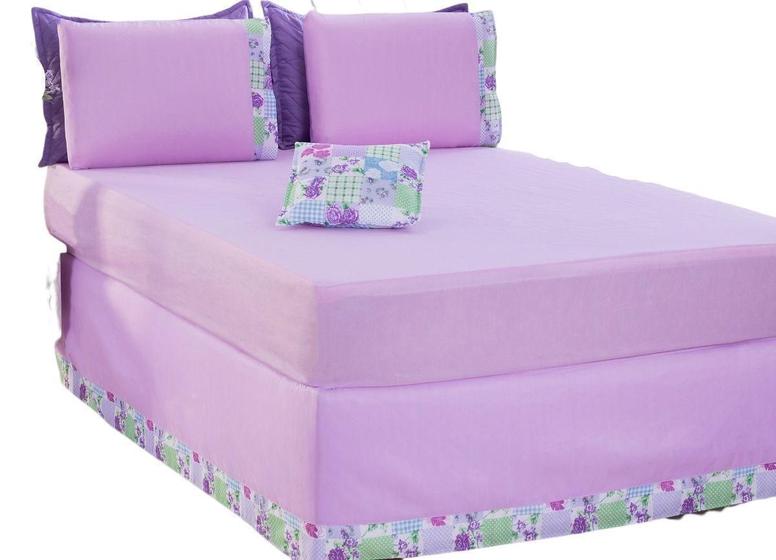 Imagem de Jogo De Lençol Queen Size 05 Peças Lilas - Lindo E Elegante