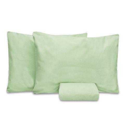 Imagem de Jogo de lençol Realeza Casal 3 peças 100% algodão Liso Verde