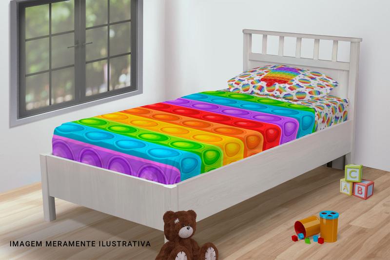 Imagem de Jogo De Lençol Solteiro 3 Peças Conjunto Pop It Colorido