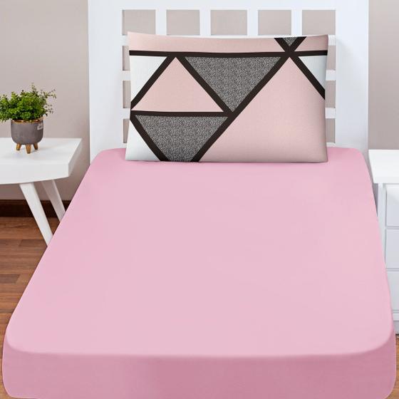 Imagem de Jogo de Lençol Solteiro Soft 2 Peças Cama Fronha e Lençol Elástico 100% Poliéster 180 Fios