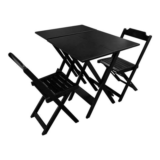 Imagem de Jogo de Mesa 70x70 com 2 Cadeiras e Mesa Aparador para Area Gourmet - Preto