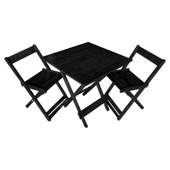 Imagem de Jogo de Mesa Bar 70 X 70 com 2 Cadeiras Dobráveis Preto