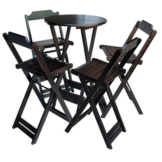 Jogo de Mesa Bistrô de Madeira com 4 Cadeiras Dobravel Ideal para Bar e Restaurante Tabaco Menor preço em Jogo de Mesa Bistrô de Madeira com 4 Cadeiras Dobravel Ideal para Bar e Restaurante Tabaco