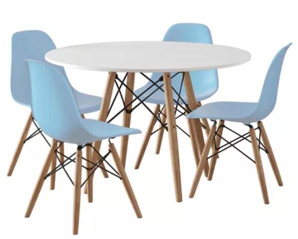 Imagem de Jogo De Mesa Branca E 4 Cadeiras Azul Infantil Eames Varias Cores