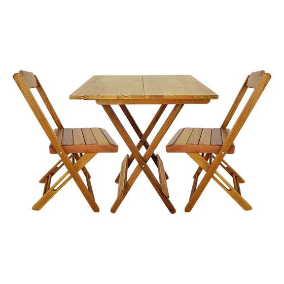 Jogo de Mesa com 2 Cadeiras de Madeira Dobravel 70x70 Ideal para Bar e Restaurante - Mel Menor preço em Jogo de Mesa com 2 Cadeiras de Madeira Dobravel 70x70 Ideal para Bar e Restaurante - Mel