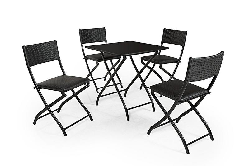 Imagem de Jogo de mesa com 4 cadeiras dobravel bar lanchonete restaurante preto