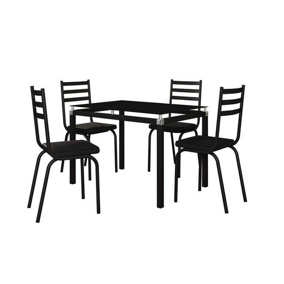 Imagem de Jogo de Mesa de Cozinha Malva Preto 107 X 70 cm  Com 4 Cadeiras 118 Assento Preto