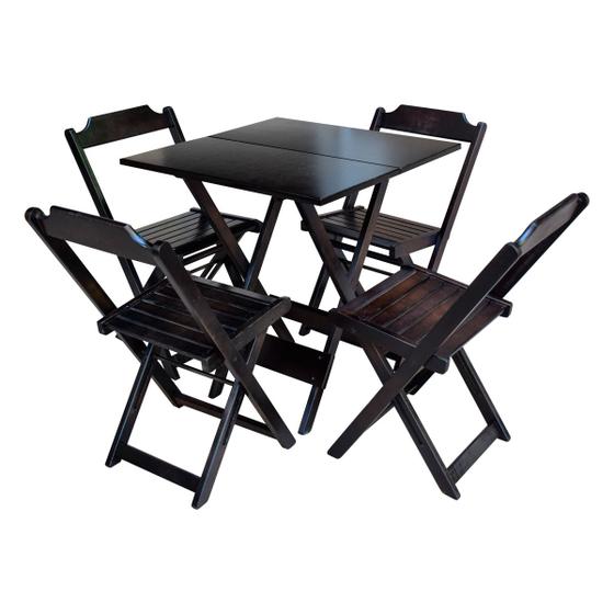 Imagem de Jogo de Mesa de Madeira 70x70 C/ 04 Cadeiras Tabaco