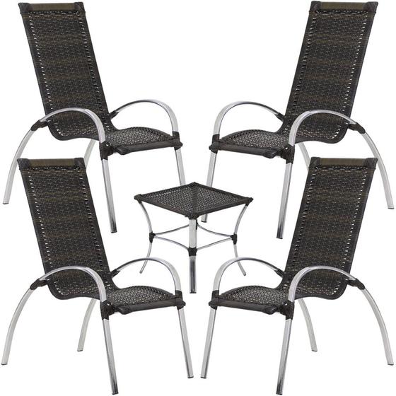 Imagem de Jogo de Mesa e Cadeiras de Alumínio em Fibra Sintética Área Externa ou Interna Trama Original