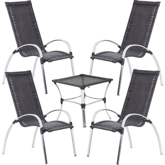 Imagem de Jogo de Mesa e Cadeiras de Alumínio em Fibra Sintética Área Externa ou Interna Trama Original