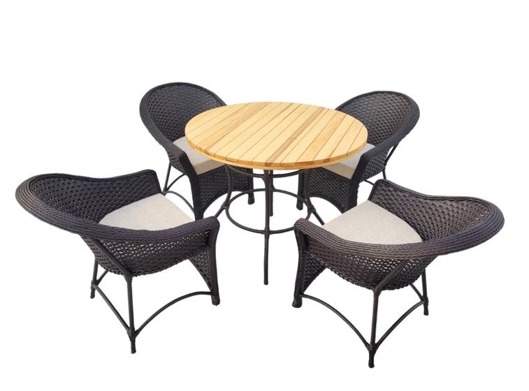 Imagem de Jogo de Mesa e cadeiras Jasmin com Tampo Redondo Madeira Ripada