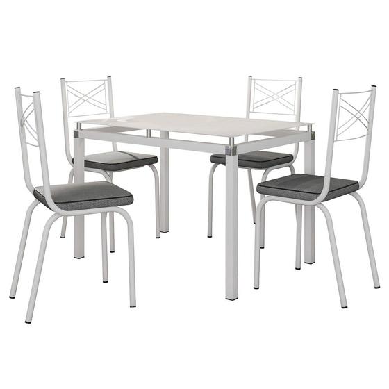 Imagem de Jogo de Mesa Malva 107cm e 4 Cadeiras 119 Branco/Platina - Artefamol