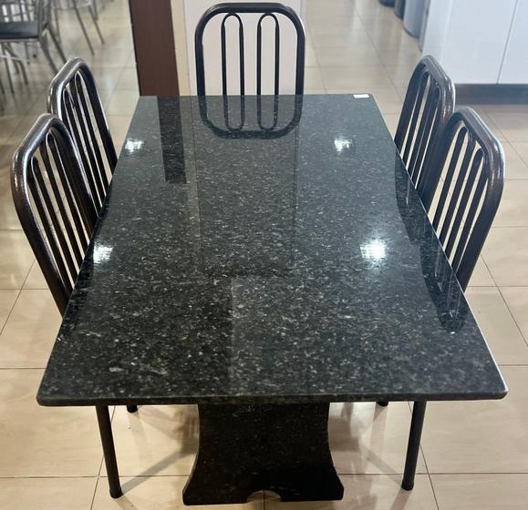 Imagem de Jogo de mesa Paris com 6 cadeiras 150x80x77 - Granito Verde Ubatuba