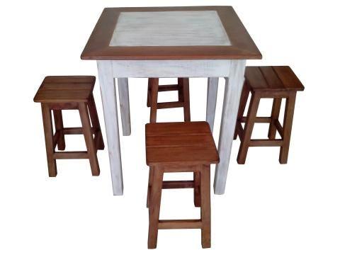 Imagem de Jogo de Mesa Rústico Light em Madeira de Demolição - Cód 1347